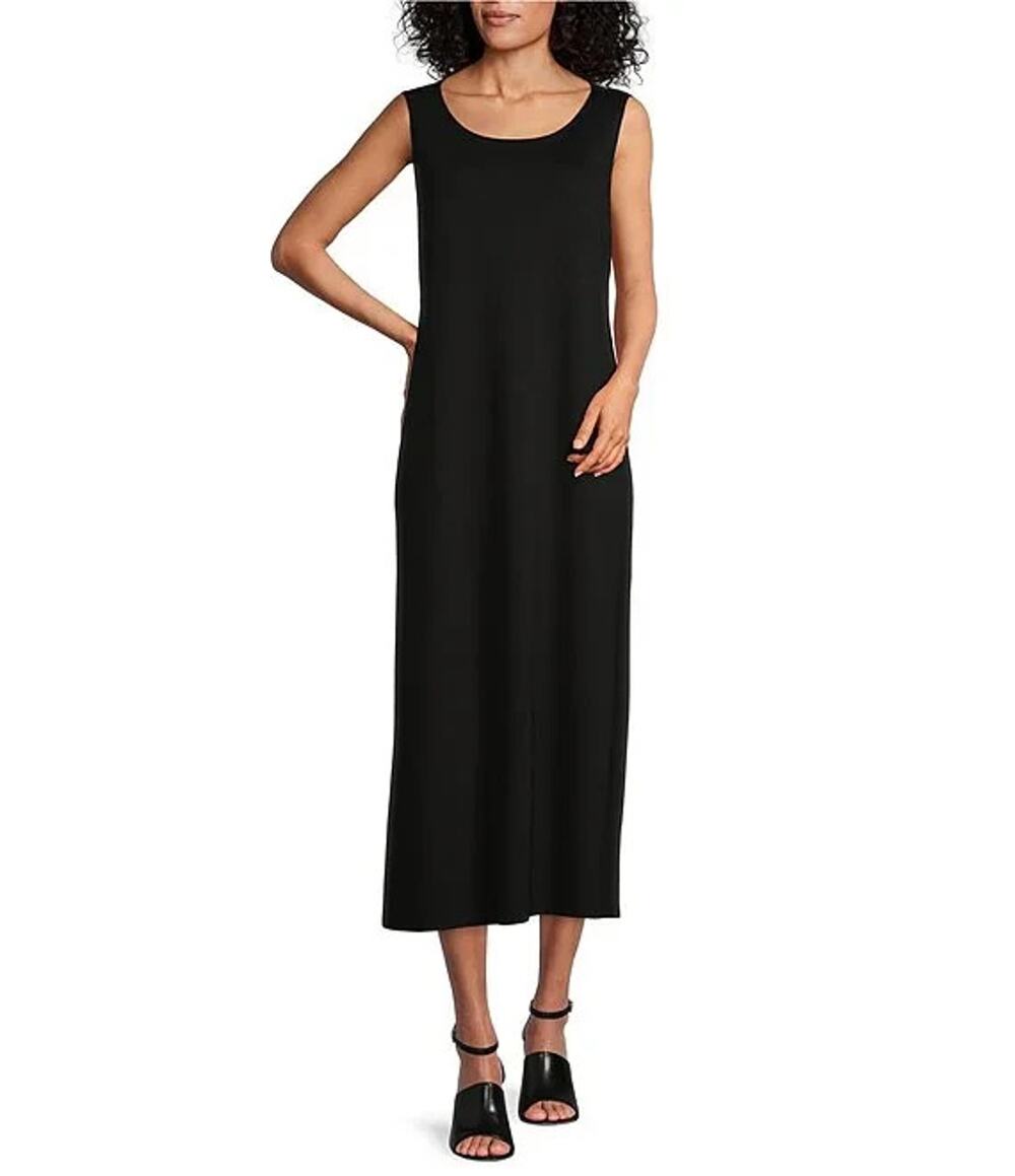 Bryn Walker Piers Modal Ponte Round Neck Midi Dress Black Medium